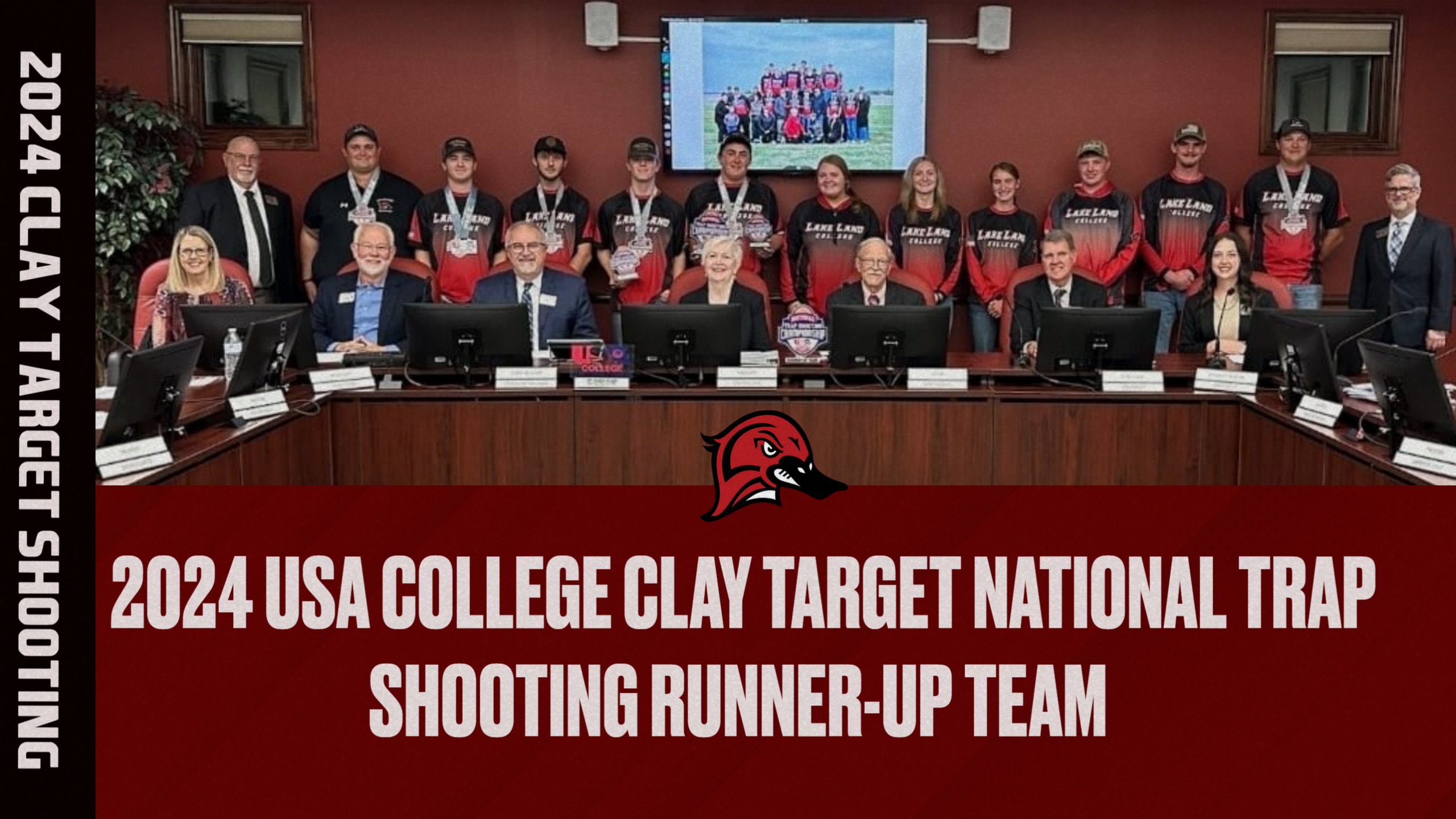 Lakers Present 2024 USA College Clay Target National Trap Shooting Runner-Up to the LLC Board of Trustees