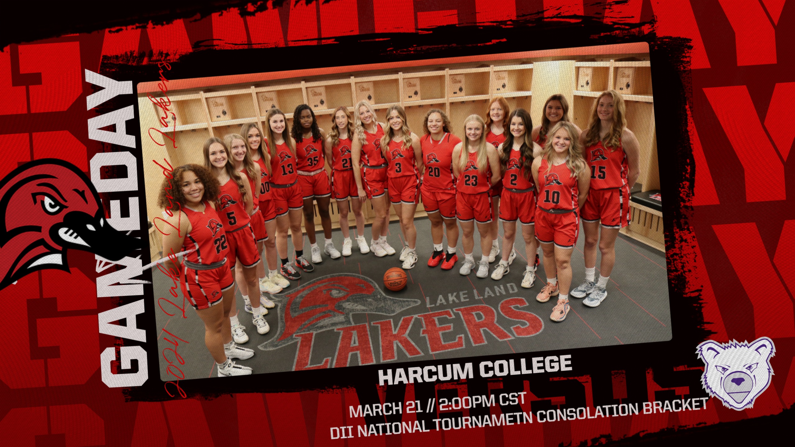 Laker are set to take on Harcum College at 2:00pm in Joplin, MO