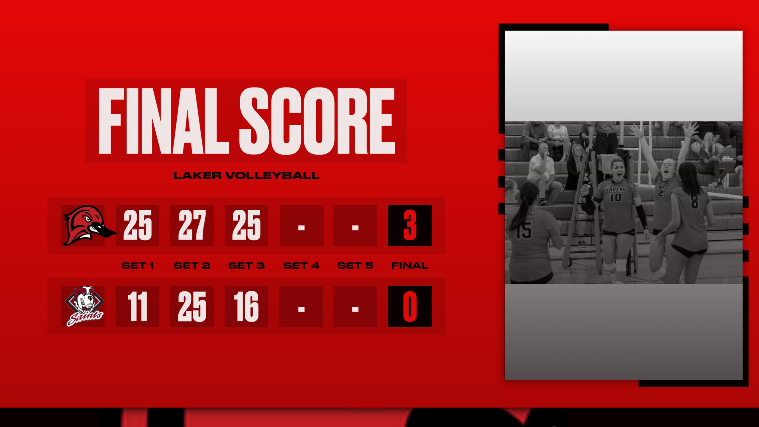 Lakers Sweep Past the Saints to win the GRAC Volleyball Match